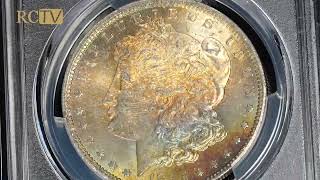 Toned Spotlight 1885-O Morgan Silver Dollar PCGS MS63 Rainbow Ocean
