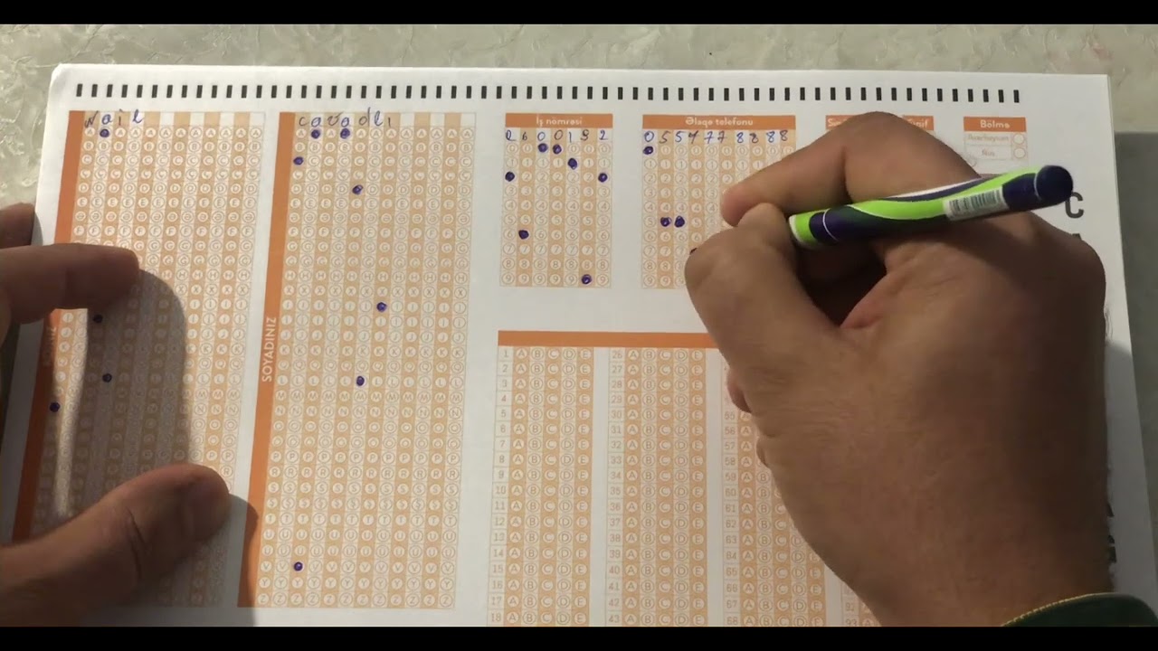 Sınaq imtahanında cavab kağızlarının qaralanması