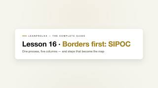 Lesson 16 · Borders first: SIPOC — LeanProjax: The Complete Guide