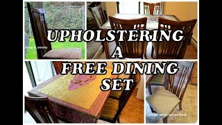 Upholstering a FREE dining set for $16.11 | Home DIY| FURNITURE MAKEOVER