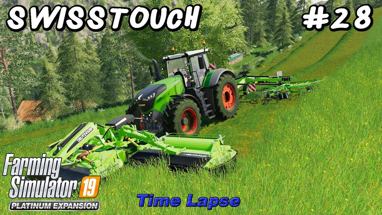 Subsoiling. Mowing, Raking & Baling Grass. Refilling BGA | Swisstouch #28 | FS19 4K TimeLapse