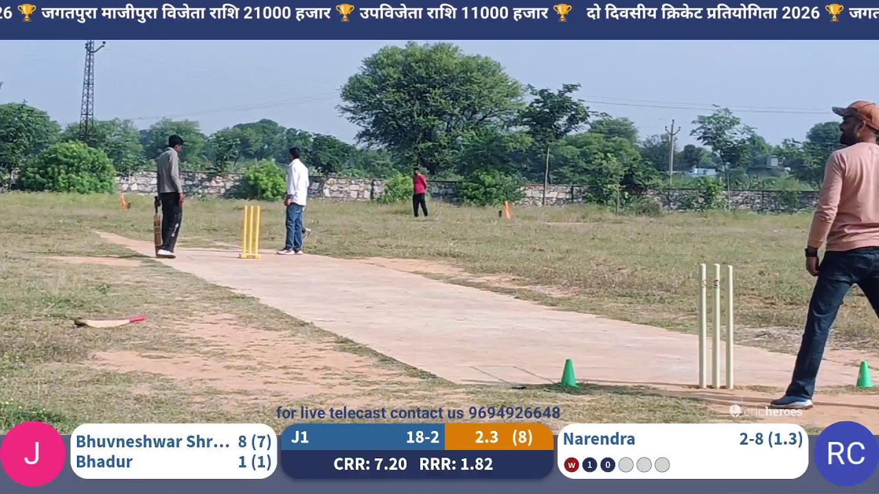 दो दिवसीय क्रिकेट प्रतियोगिता 🏆 मैच स्व. पवन सैनी जगतपुरा बनाम राडावास क्रिकेट क्लब