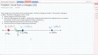 Problem: Electrostatic Force on Charge from Two other Charges (1D)