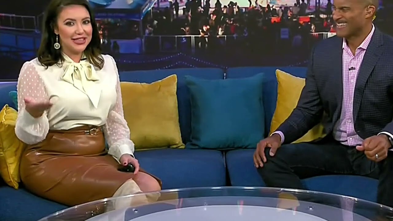 Felicia Combs - 112721 Leather Skirt and Boots - Weather Channel - Rear View - Easy On The Eyes