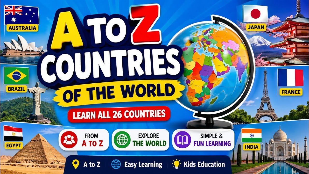 Counties Easy A to Z Countries of the World | Learn 26 Countries for Kids | Easy ...