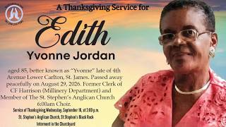 Live Stream of Funeral Service for Edith Yvonne Jordan