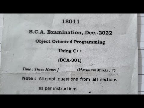 BCA 3rd semester/ Object oriented programming using C++(oops)(Bca-301)/question paper 2022