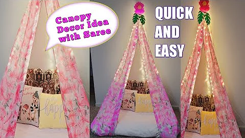 Easy Canopy Decoration Idea with Simple saree | Birthday Decoration ideas |DIY Valentine's day decor