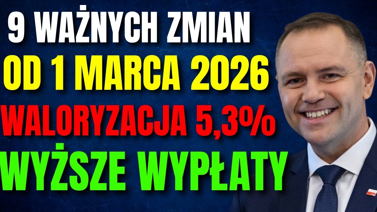 🔥 EMERYCI 2026: 9 KLUCZOWYCH ZMIAN od 1 MARCA – Waloryzacja 5,3%, Wypłaty, 13 Emerytura, ZUS