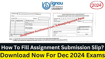 IGNOU Assignment Submission Slip | IGNOU Assignment Remittance-cum-Acknowledgement Form | #ignou