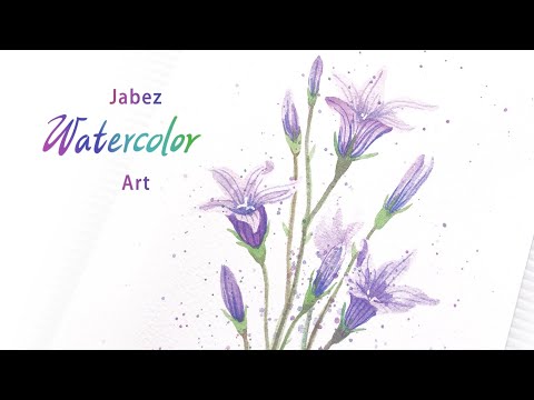 水彩畫《紫色鈴鐺花》畫桔更風鈴草《DIY彩繪系列 #242》