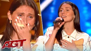 GOLDEN BUZZER! Lily Meola Makes Heidi Klum Cry With Her EMOTIONAL Original Song! screenshot 1