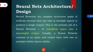 ML- Machine Learning-BE CSE-IT- Neural Nets Architecture/ Design