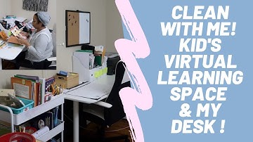 Clean With Me - Cleaning Work Space & Kids Virtual Learning Space - Speed cleaning & organizing