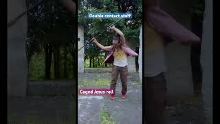 Double contact staff “caged Jesus roll” #fireperformer #flowart #shorts