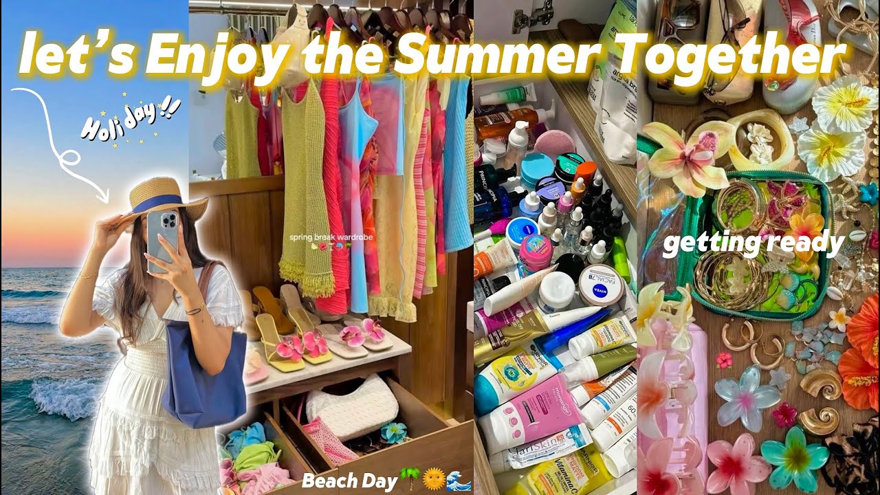 BEACH DAY TOGETHER 🌴🌞🌊|أجيو دوزو معايا النهار فالبحر🤭(GRWM🎀,Packing🛍️,SUMMER Night Routine🌛🧖🏻‍♀️🫧..)