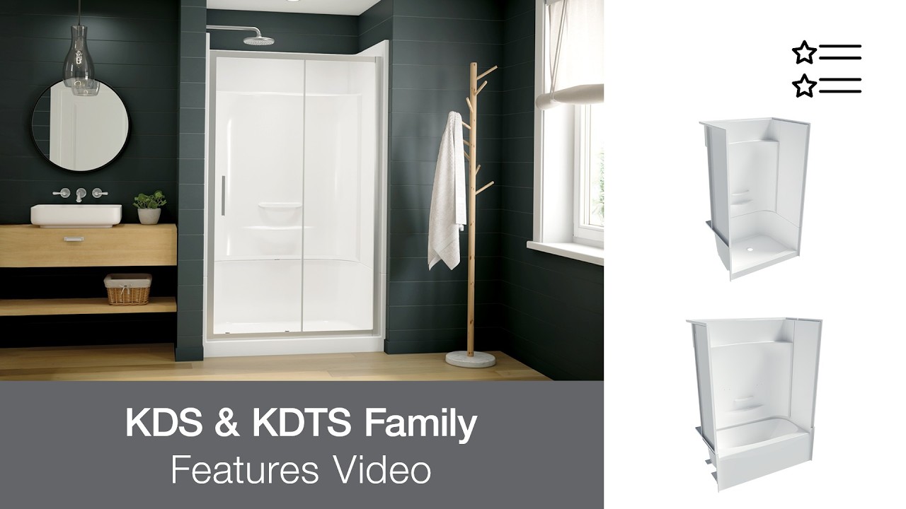 パーテーション KDS 3460 AcrylX Alcove Right-Hand Drain Four-Piece Shower in White