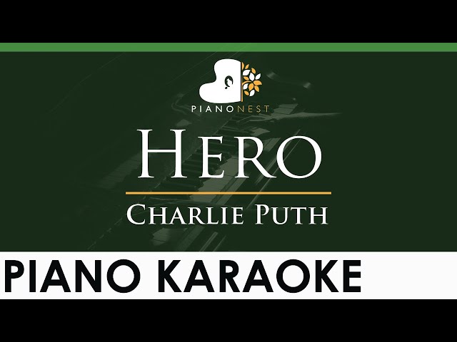 Charlie Puth - Hero - LOWER Key (Piano Karaoke Instrumental) class=