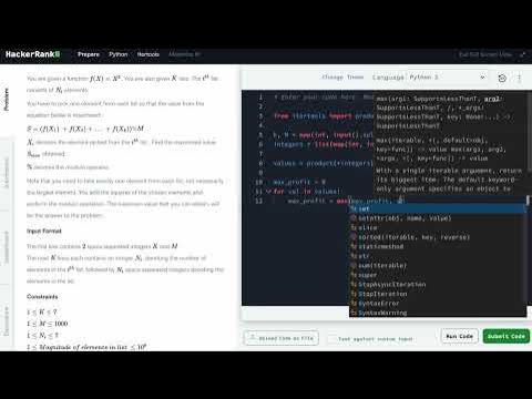 Hackerrank Python Solution #5 Itertools - Python: Maximize It! - YouTube