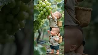 Cute Baby Picking Grapes in the Yard 🍇 | Adorable Baby Moments | Viral Shorts #shorts #viral