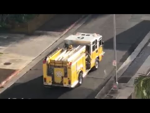 Kakaako Fire Station [Honolulu Fire Dept.] Engine 9 Responding (Wail)
