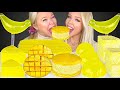 ASMR Yellow Desserts, Lemon Jello, Black Sesame Macarons, Lemon Jelly Corn Mukbang 먹방