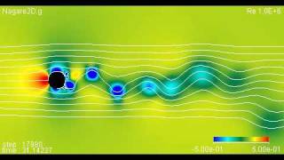 Karman Vortex Street Behind 2D.circular Cylinder Pressure Re 1.0E6