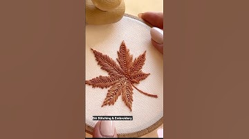 Unique easy Leafs embroidery #shorts #trending #stitch #handemboidery #ytshorts #leafstitch