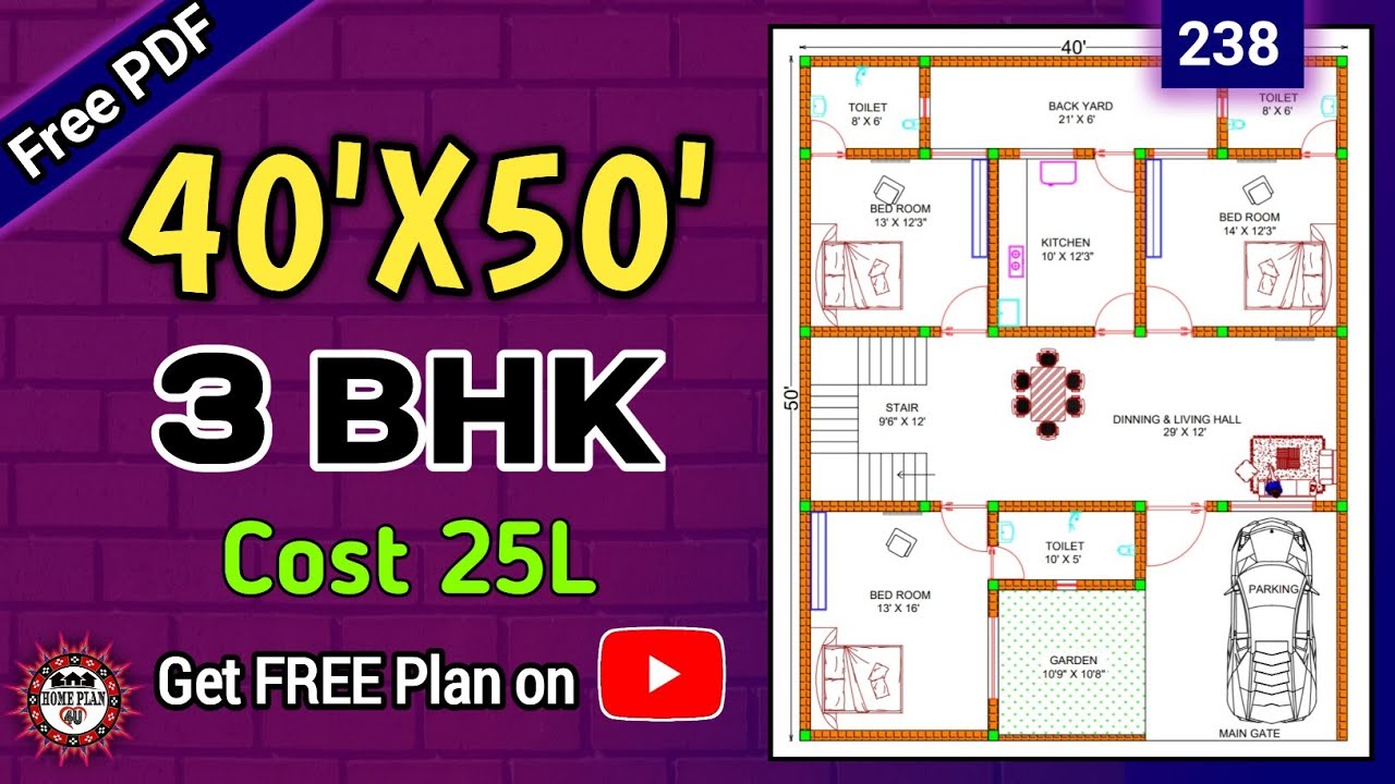 40 X 50 Best Indian House Design With Estimation Plan No 238 40 X 50 Best Indian House Design With Estimation Plan No 238
