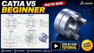 CATIA V5 Beginner Tutorial | Jaw Coupling Hub Design Step by Step