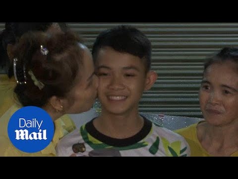 Heartwarming moment rescued Thai cave boy returns home to family