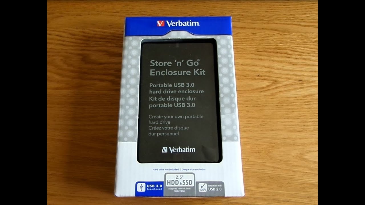 Verbatim 53100 Store 'n' Go USB 3.0 Enclosure Kit. Unboxing