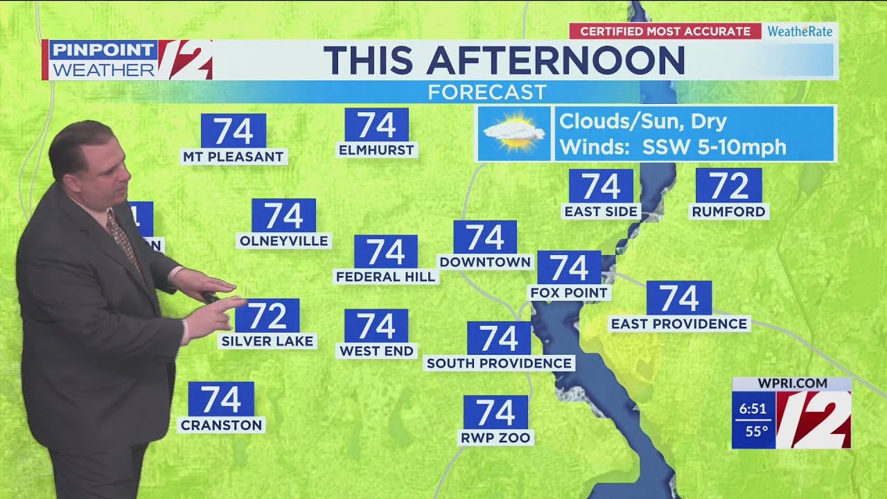 WPRI 12 Weather Forecast for 5/28/25: Sun to clouds today, dry - YouTube