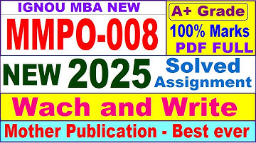 MMPO 008 solved assignment 2025 in English || mmpo 008 solved assignment 2025 || ignou mmpo008 2025