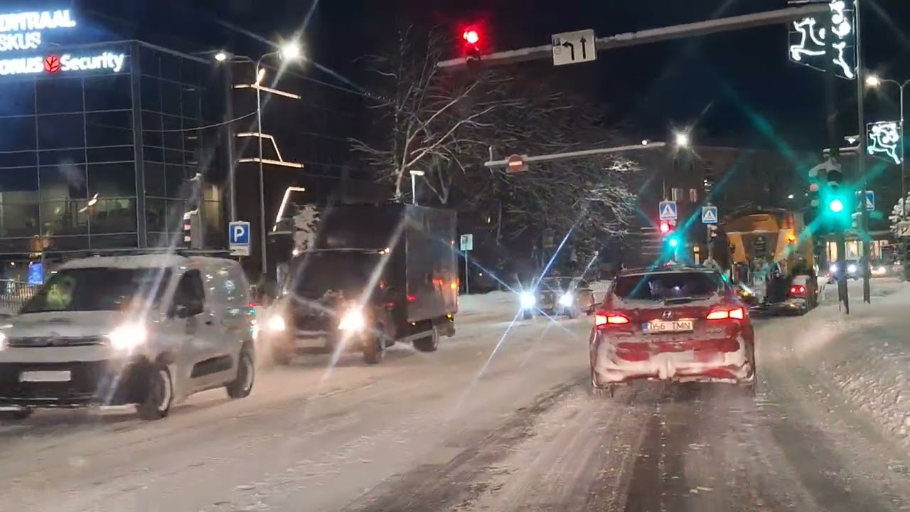 Night Driving in the city of Jõhvi, Estonia 