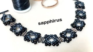 【ビーズステッチ】チェコラウンドビーズと竹ビーズで作るブラックブレスレット☆作り方 Beaded Bracelet using Czech round and Bugles/DIY/Tutorial