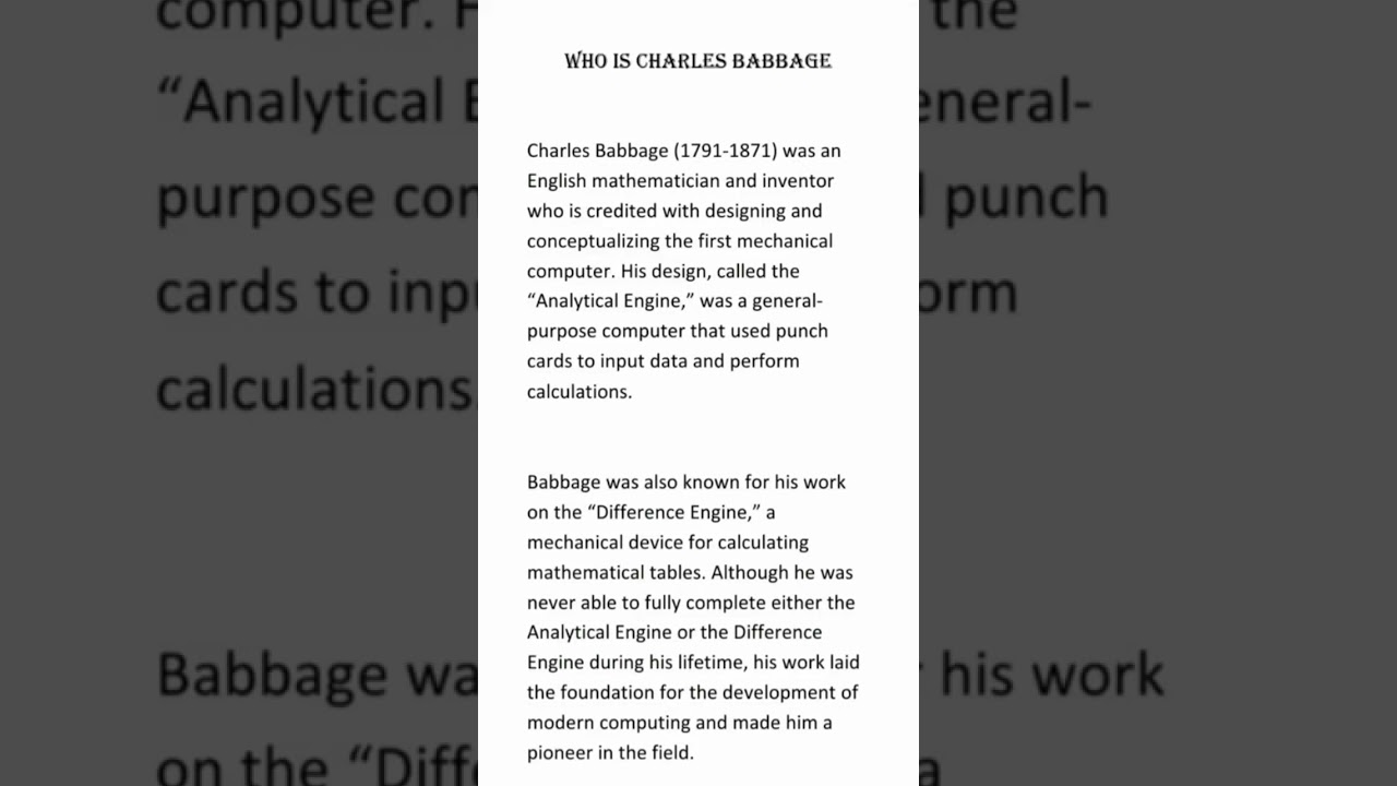 Life history of Charles Babbage