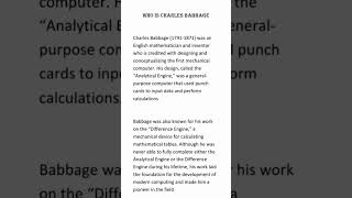 Life history of Charles Babbage