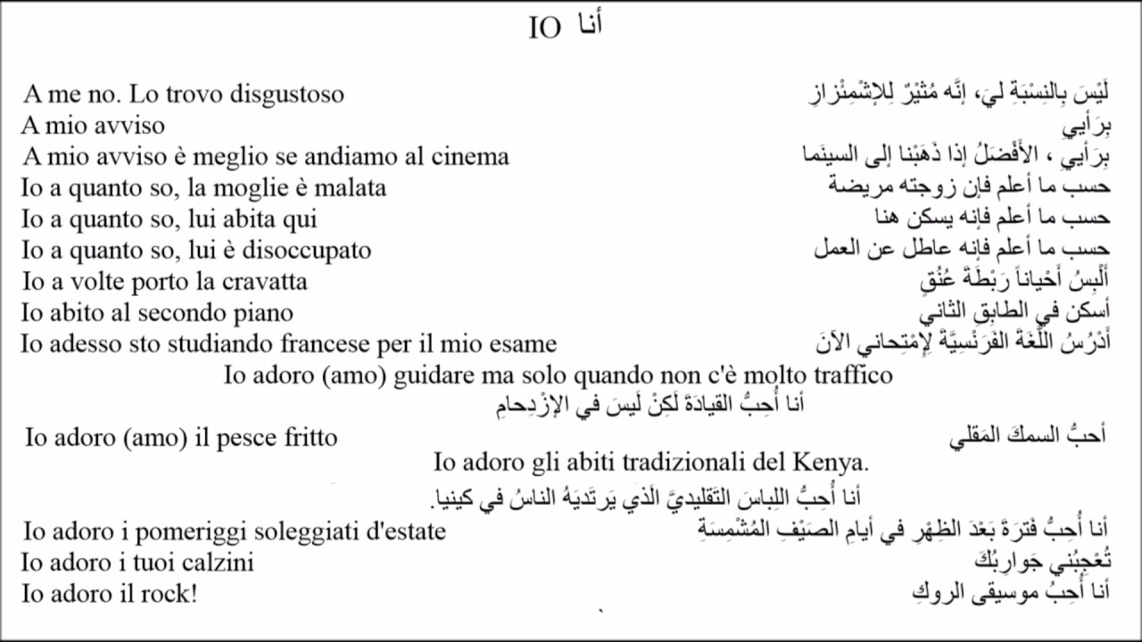 Impara L Arabo Con Semplici Frasi Io أنا 1 Youtube