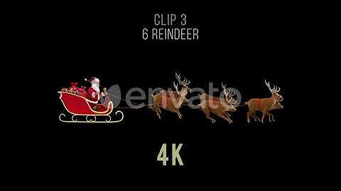 Santa Claus Riding Sleigh with Reindeer - 5 Clips - 4K | Motion Graphics - Envato elements