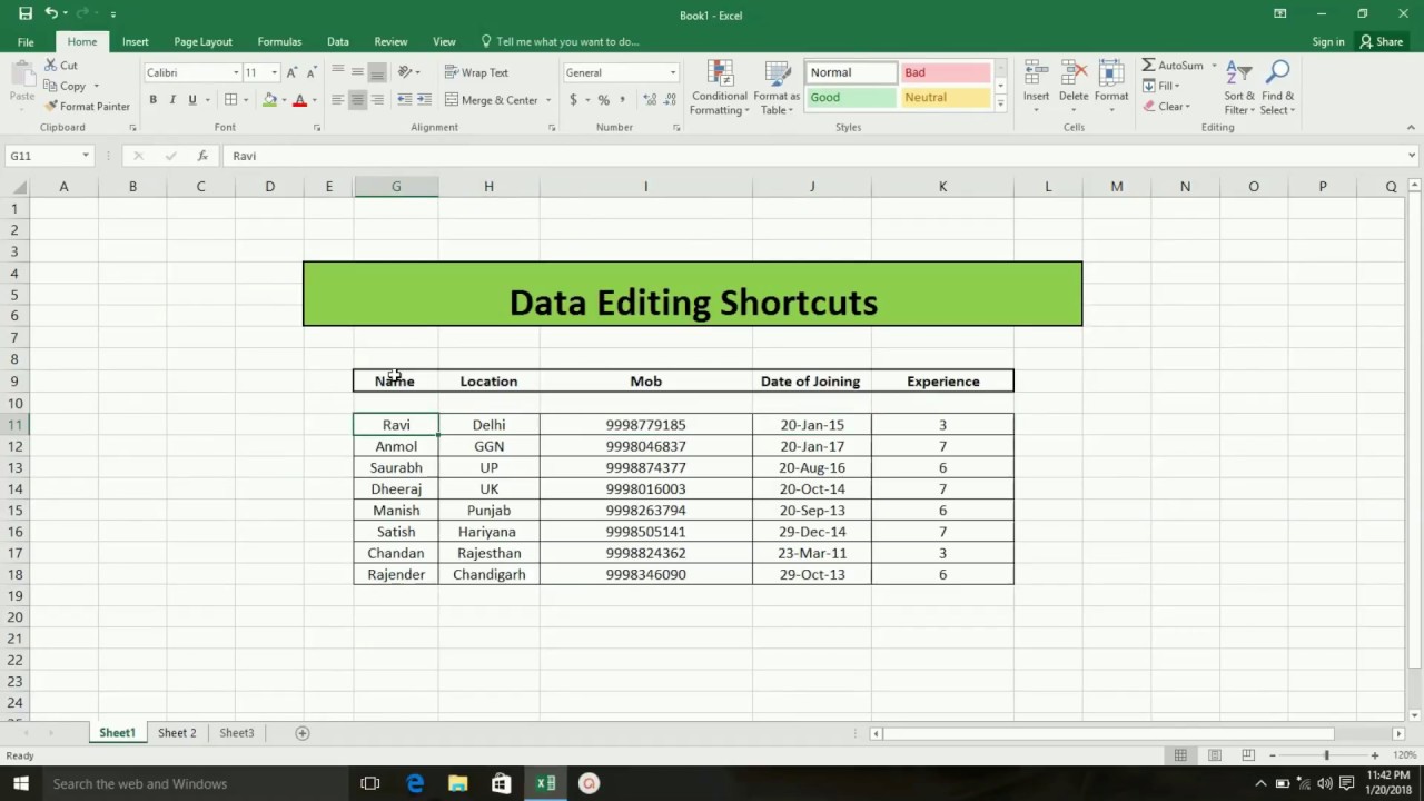 youtube shortcuts for excel 2010