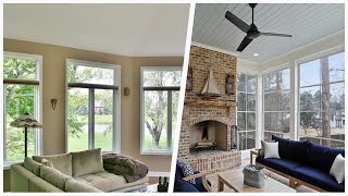75 All Fireplaces Green Sunroom Design Ideas You'll Love ⭐️