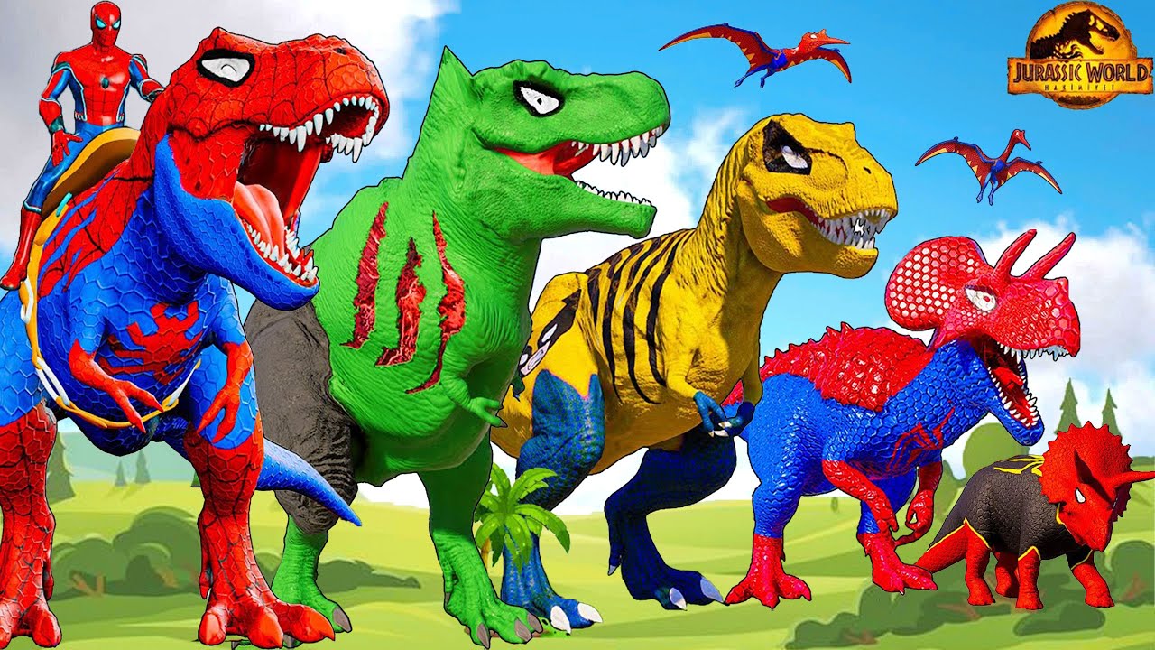 Tyrannosaurus Rex vs Mosasaurus Dinosaur  Battle in Jurassic World Evolution 2