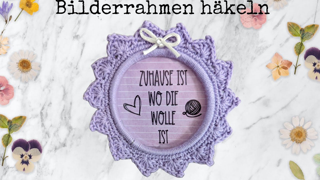 Bilderrahmen häkeln 🧶 Retro Muster 😍💗mit Botschaft 💗⭐