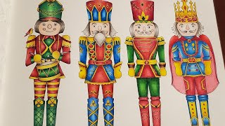 Adult coloring:Part 8: Johanna Basford's Christmas: Nutcracker: Brutfuner Square pencils