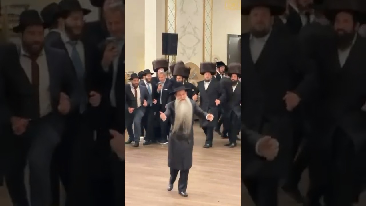 המשפיע הרה״צ בנימין אייזנברגר בריקודים בחתונת בנו