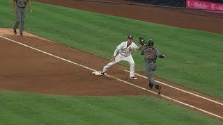ARI@SD: After challenge, Myers gets the out at first