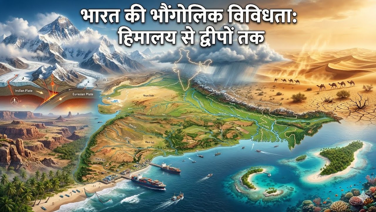 भारत का भौतिक भूगोल 🌍: प्लेट विवर्तनिकी से हिमालय 🏔️ और भारत की छह भौगोलिक अवस्थाएँ