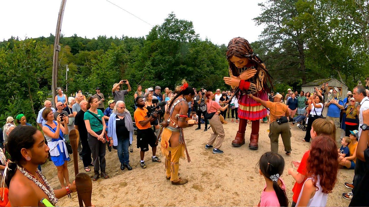 Little Amal is welcomed by the Nipmuc People in Ashfield, MA