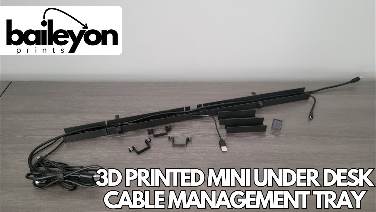 3D Printed Mini Under Desk Cable Management Tray - YouTube